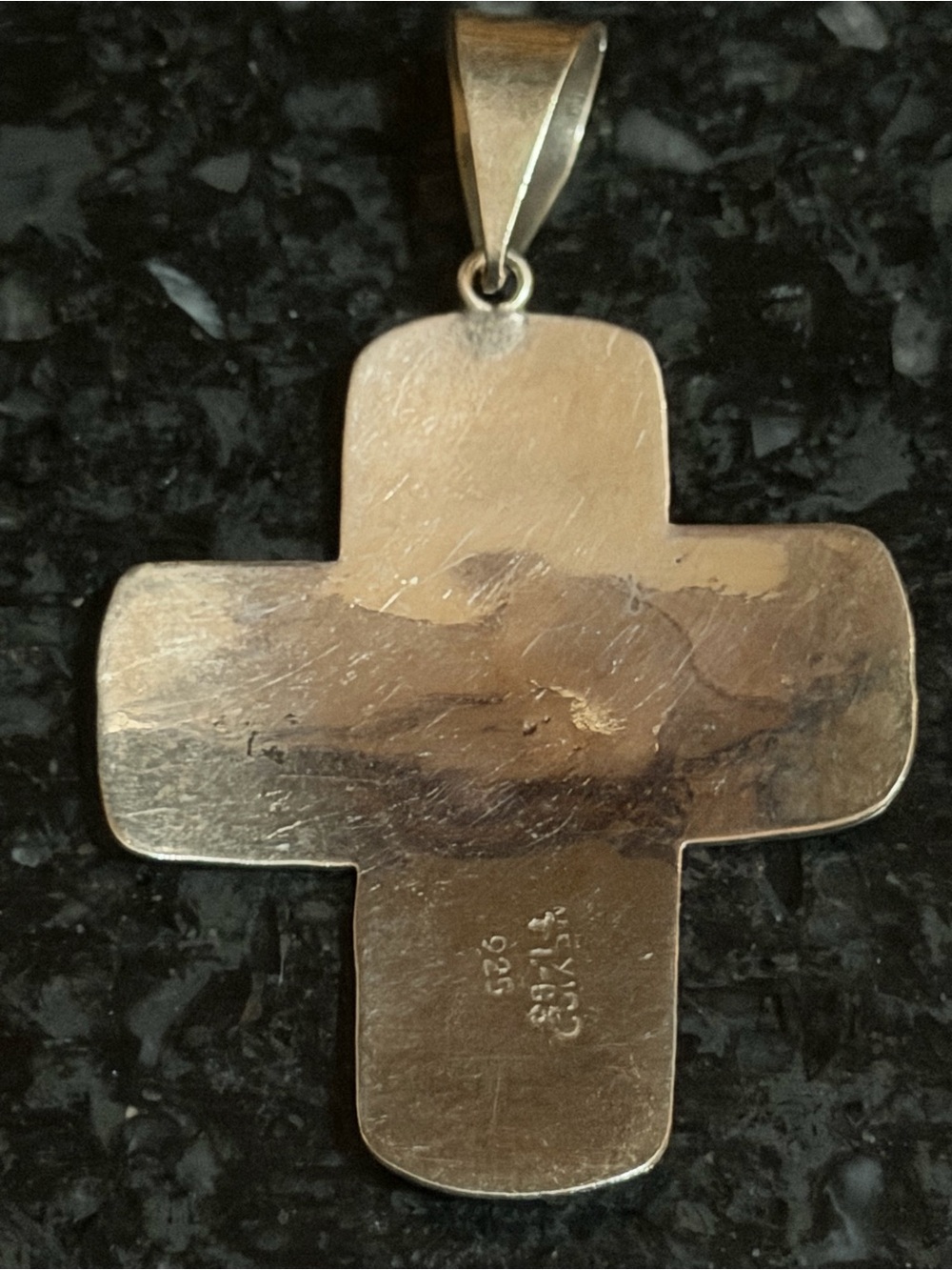 LARGE STERLING SOUTHWESTERN STYLE CROSS PENDANT - Picture 3 of 8